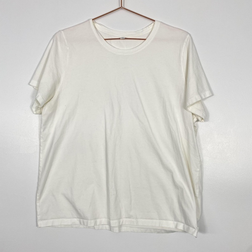 Uniqlo Shirt Womens 2XL White‎ Cotton Crewneck Short Sleeve Casual Basic Tee